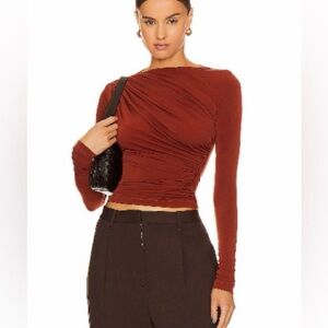 L'Academie Rust Long Sleeve Crop Top